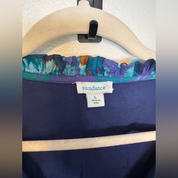 NEW Sundance Blossoms Divine Tiered Midi Dress Ruffle Blue Floral Large NWOT - Picture 6 of 9